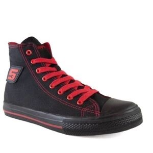 Snap-on Tools Hot Rod Black Canvas High-Top Sneakers with Red Accents Size 5